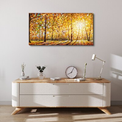Leinwandbild Goldener Herbst im Wald