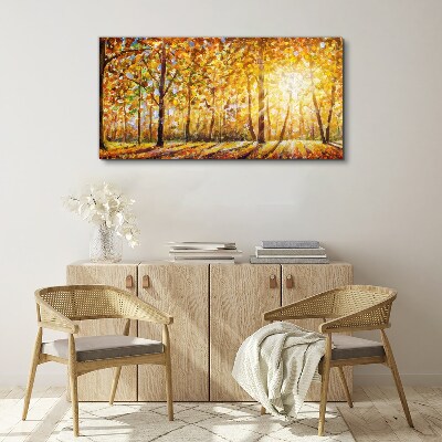 Leinwandbild Goldener Herbst im Wald