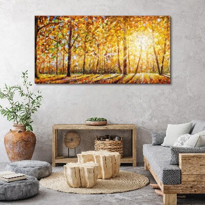 Leinwandbild Goldener Herbst im Wald