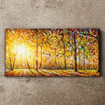 Foto auf leinwand Goldener Herbst im Wald