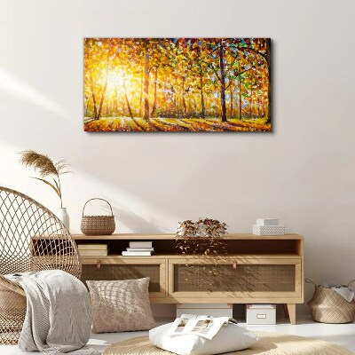 Foto auf leinwand Goldener Herbst im Wald