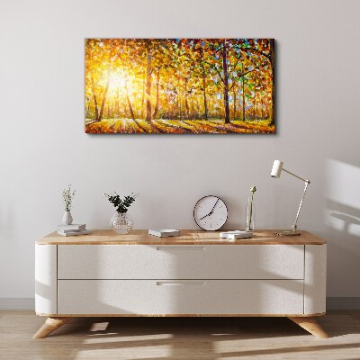 Foto auf leinwand Goldener Herbst im Wald
