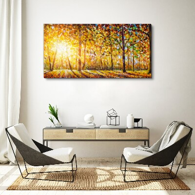 Foto auf leinwand Goldener Herbst im Wald