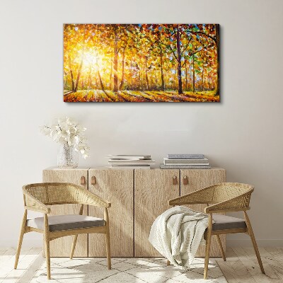 Foto auf leinwand Goldener Herbst im Wald