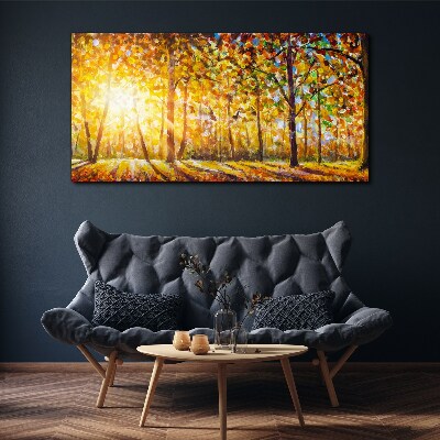 Foto auf leinwand Goldener Herbst im Wald