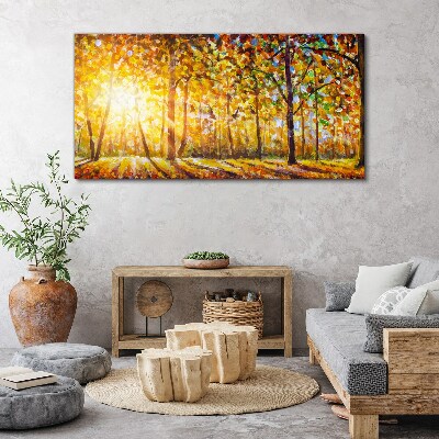 Foto auf leinwand Goldener Herbst im Wald
