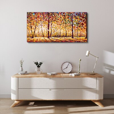 Foto auf leinwand Goldener Herbst im Wald