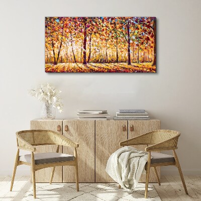 Foto auf leinwand Goldener Herbst im Wald