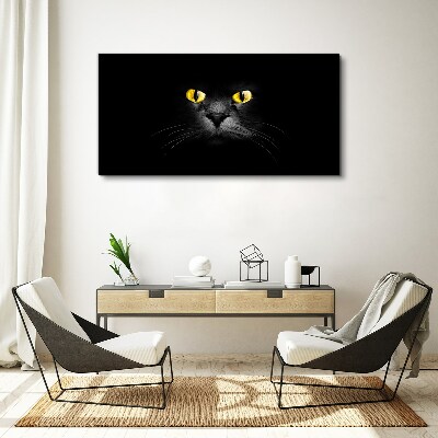 Foto auf leinwand Goldene Augen einer Katze im Schatten