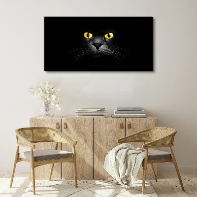 Foto auf leinwand Goldene Augen einer Katze im Schatten