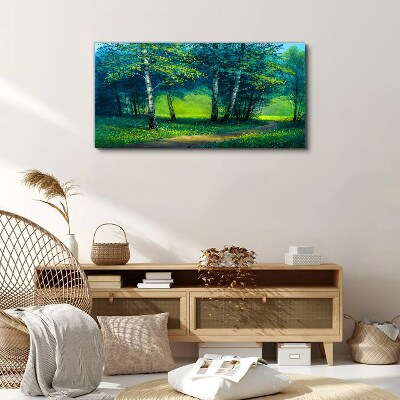 Foto auf leinwand Grüner Wald in der Sommersonne