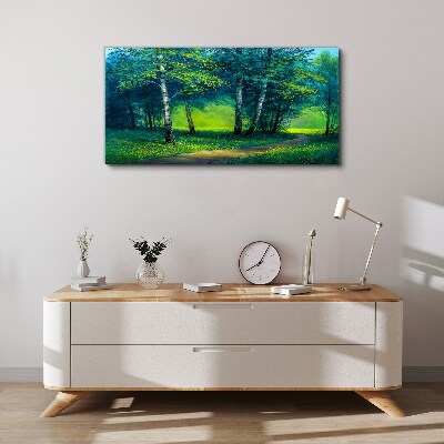 Foto auf leinwand Grüner Wald in der Sommersonne