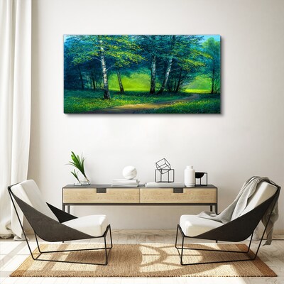 Foto auf leinwand Grüner Wald in der Sommersonne