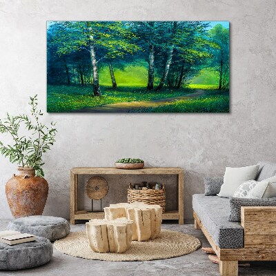 Foto auf leinwand Grüner Wald in der Sommersonne