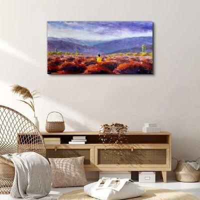 Bild auf leinwand Landschaft in Lilatönen