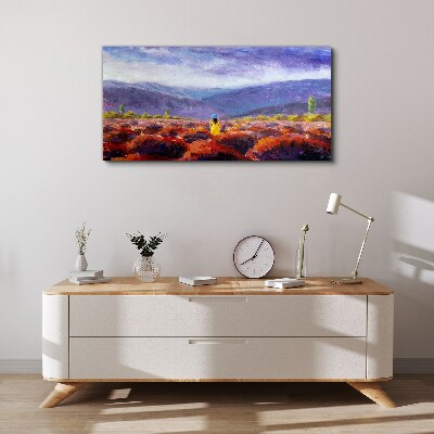 Bild auf leinwand Landschaft in Lilatönen