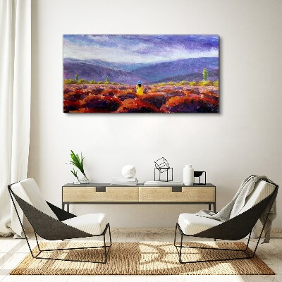 Bild auf leinwand Landschaft in Lilatönen