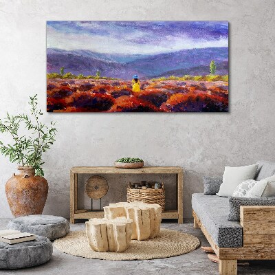 Bild auf leinwand Landschaft in Lilatönen