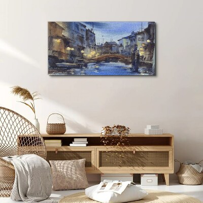 Foto leinwand Abendlandschaft über dem Wasser