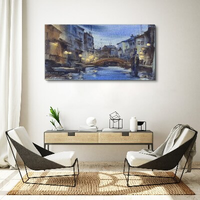 Foto leinwand Abendlandschaft über dem Wasser