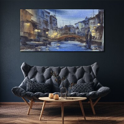 Foto leinwand Abendlandschaft über dem Wasser