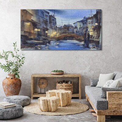 Foto leinwand Abendlandschaft über dem Wasser