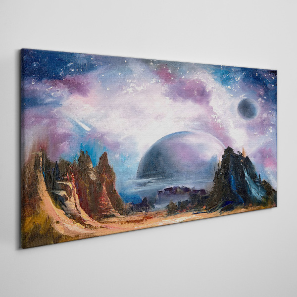 Foto auf leinwand Weltraumlandschaft mit einem Planeten