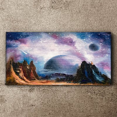 Foto auf leinwand Weltraumlandschaft mit einem Planeten