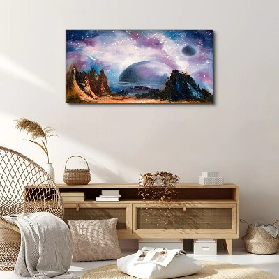 Foto auf leinwand Weltraumlandschaft mit einem Planeten
