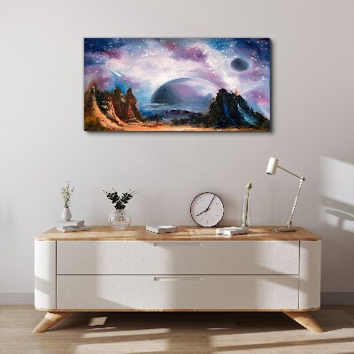 Foto auf leinwand Weltraumlandschaft mit einem Planeten