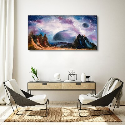 Foto auf leinwand Weltraumlandschaft mit einem Planeten