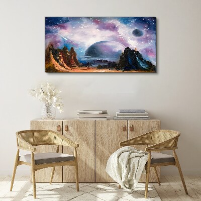 Foto auf leinwand Weltraumlandschaft mit einem Planeten