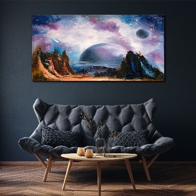 Foto auf leinwand Weltraumlandschaft mit einem Planeten