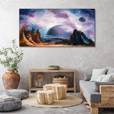 Foto auf leinwand Weltraumlandschaft mit einem Planeten