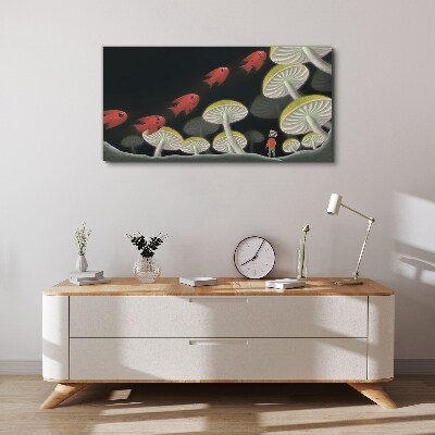 Foto auf leinwand Die fantastische Welt der Fische und Pilze