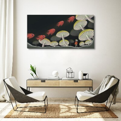 Foto auf leinwand Die fantastische Welt der Fische und Pilze