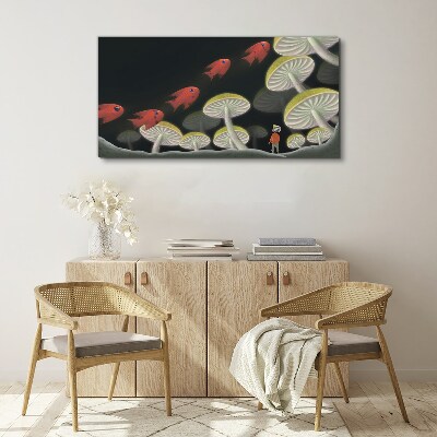Foto auf leinwand Die fantastische Welt der Fische und Pilze