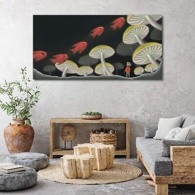 Foto auf leinwand Die fantastische Welt der Fische und Pilze