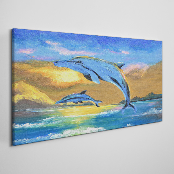 Bild auf leinwand Delfine im Sonnenuntergang