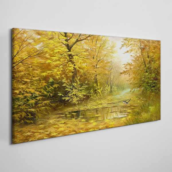 Wandbild Wald Fluss Herbst Natur