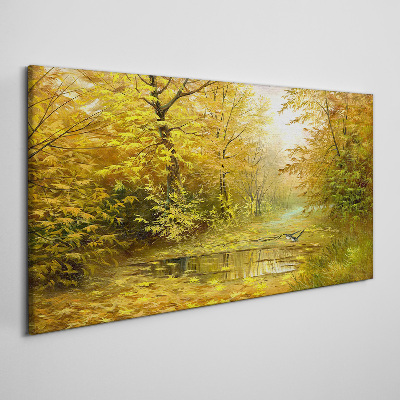 Wandbild Goldener Herbst am Teich
