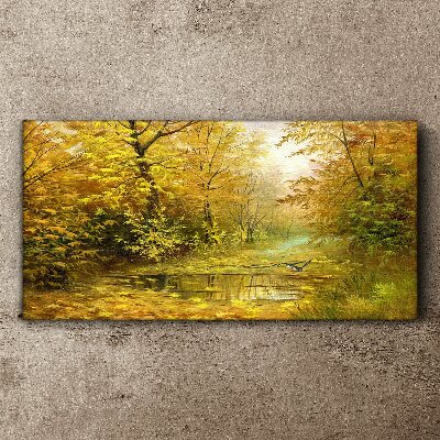 Wandbild Wald Fluss Herbst Natur