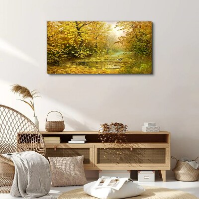 Wandbild Goldener Herbst am Teich