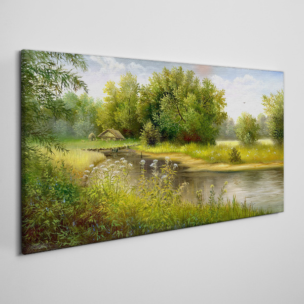 Foto auf leinwand Eine friedliche Landschaft am Fluss