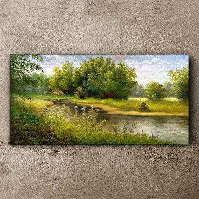 Foto auf leinwand Eine friedliche Landschaft am Fluss