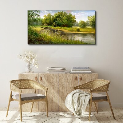 Foto auf leinwand Eine friedliche Landschaft am Fluss