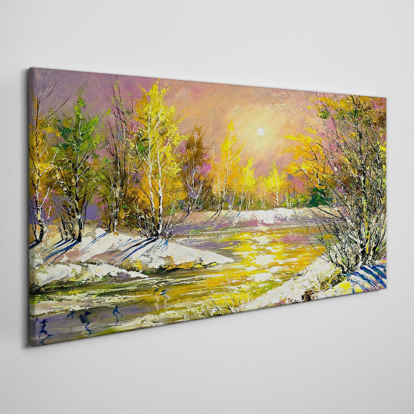Foto auf leinwand Goldener Fluss im Herbstwald