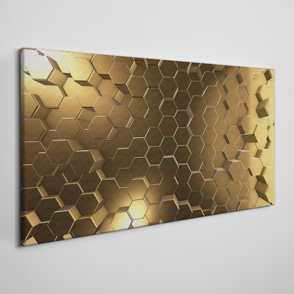 Foto auf leinwand Goldene Sechsecke im Weltraum