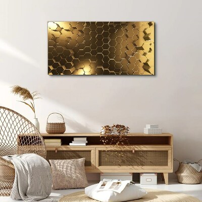 Foto auf leinwand Goldene Sechsecke im Weltraum
