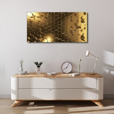 Foto auf leinwand Goldene Sechsecke im Weltraum